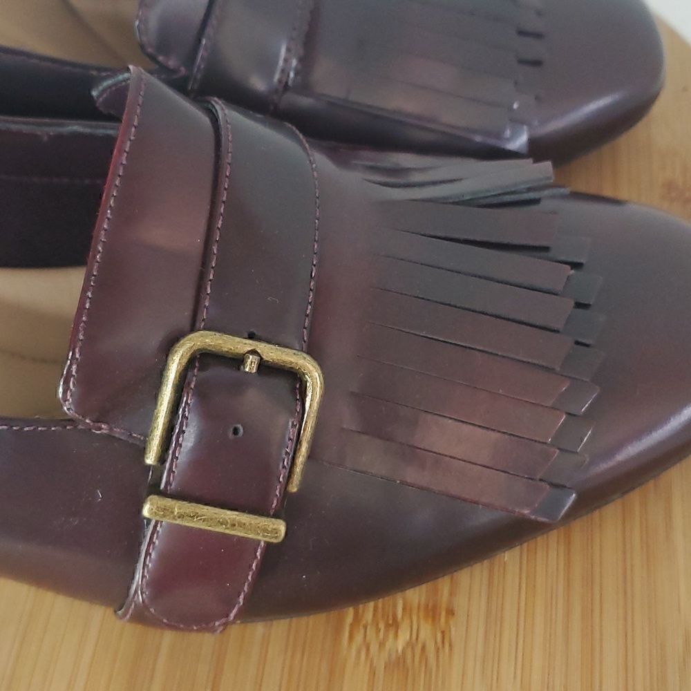Clarks Artesian Tealia Maye Block Heel Aubergine Patent Leather Heel Pump 9M - Picture 2 of 15